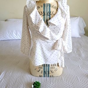 Banana Republic wrap polka dot blouse